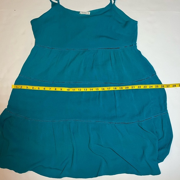 Kori America | Teal Blue Sleeveless Tiered Dress Size Medium - Picture 9 of 11